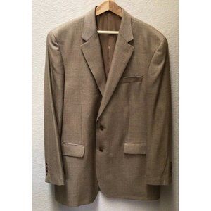 Ralph Lauren Jacket Mens Wool Silk Linen Blend Tan Plaid Sport Coat Size 44L